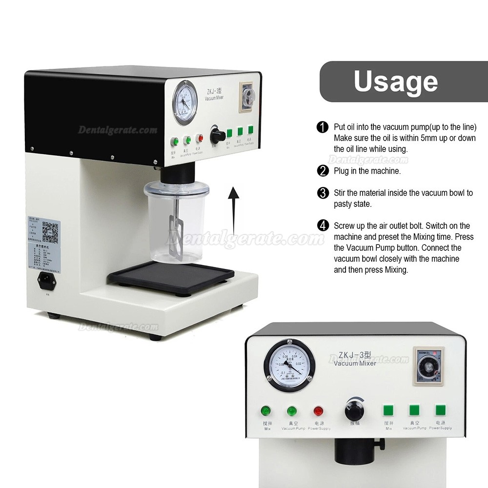 Dentallabor Vakuummischer Mischmaschine ZJK-3 mit eingebauter Vakuumpumpe, stufenlos einstellbare Mischmaschine